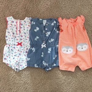 Set of 3 Carters Rompers size 3 months